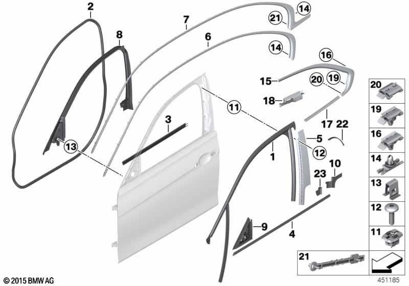 Genuine Front Right Interior Sealing Window Frame Seal 51 33 7 259 382