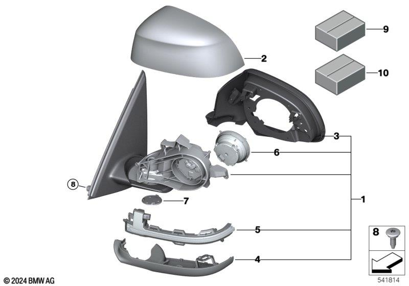 Genuine Shadow Line Left Wing Mirror Without Glass Heated 51 16 7 477 929