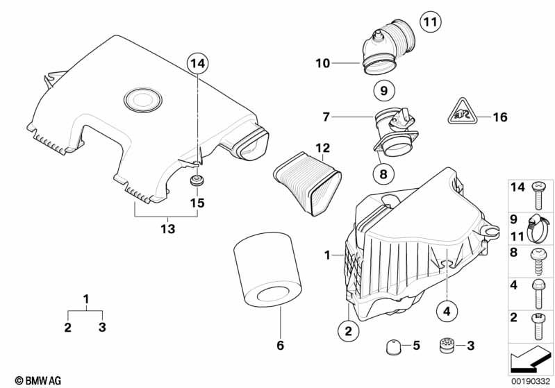 Genuine Intake Silencer Filter Cartridge HFM Rubber Buffer 13 71 7 539 903