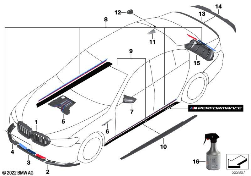 Genuine M Performance Front Right Splitter Attachment Carbon 51 19 2 472 302