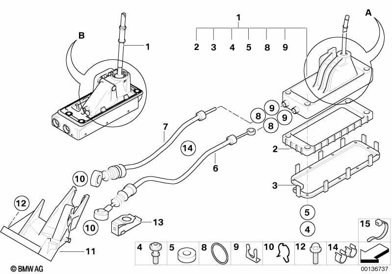 Genuine Gearshift Selector Shaft Cable Manual Transmission 25 11 7 515 456