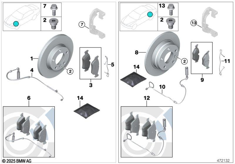 Genuine Brake Pads Repair Kit Braking Fits R52 R50 R53 34116770332