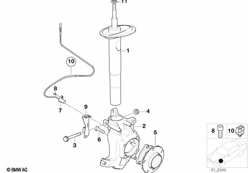 Genuine Suspension Spring Strut/Shock Absorber Front 31 31 6 750 030