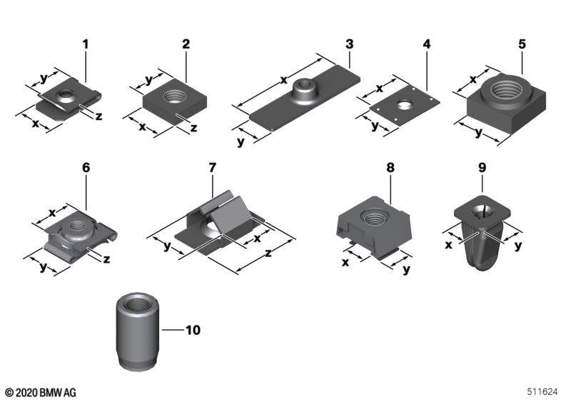 Genuine Clip Nut M8 07 14 7 165 155