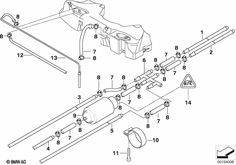 Genuine Fuel Tank Return Line Front 16 12 1 184 777