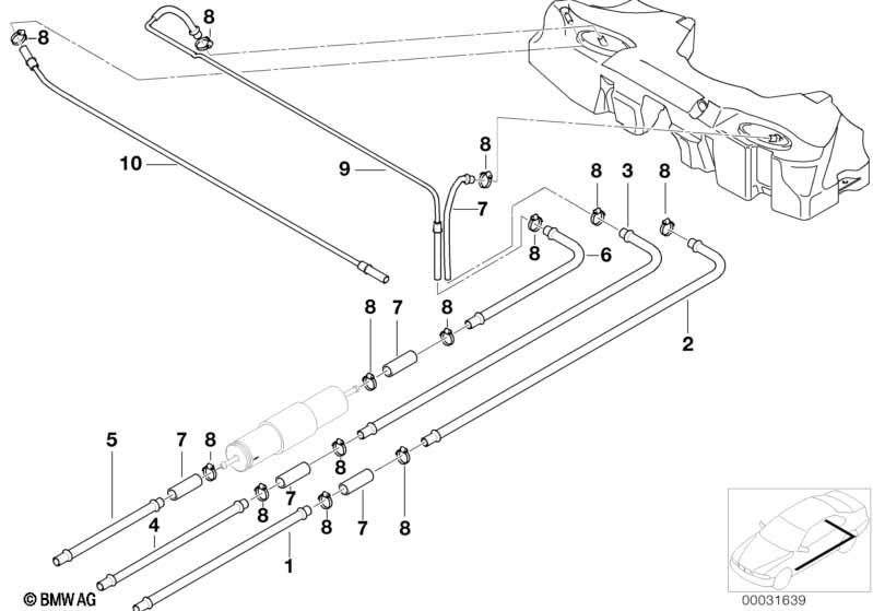 Genuine Activated Carbon Container Vent Pipe/Hose Front 16 12 6 751 006