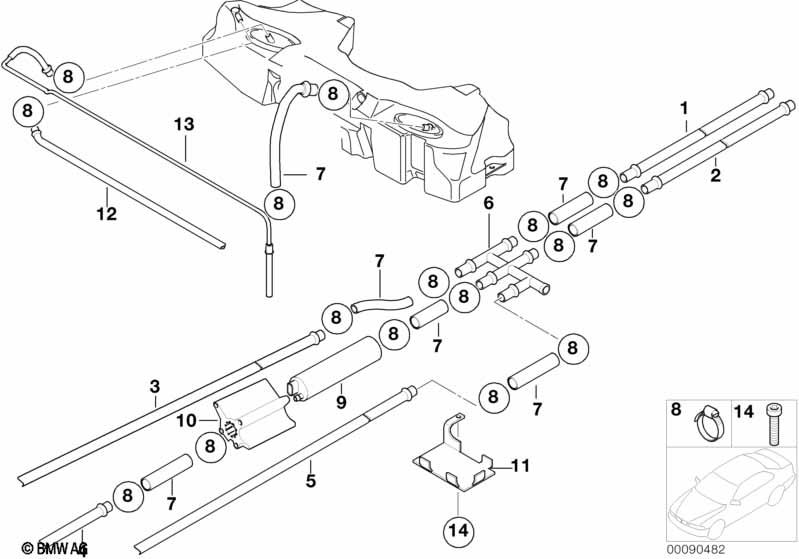 Genuine Fuel Tank Return Line Front 16 12 6 758 062