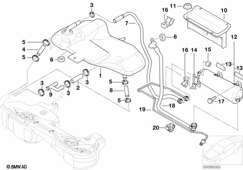 Genuine Activated Carbon Container/Expansion Tank Vent Pipe 16 13 7 176 508