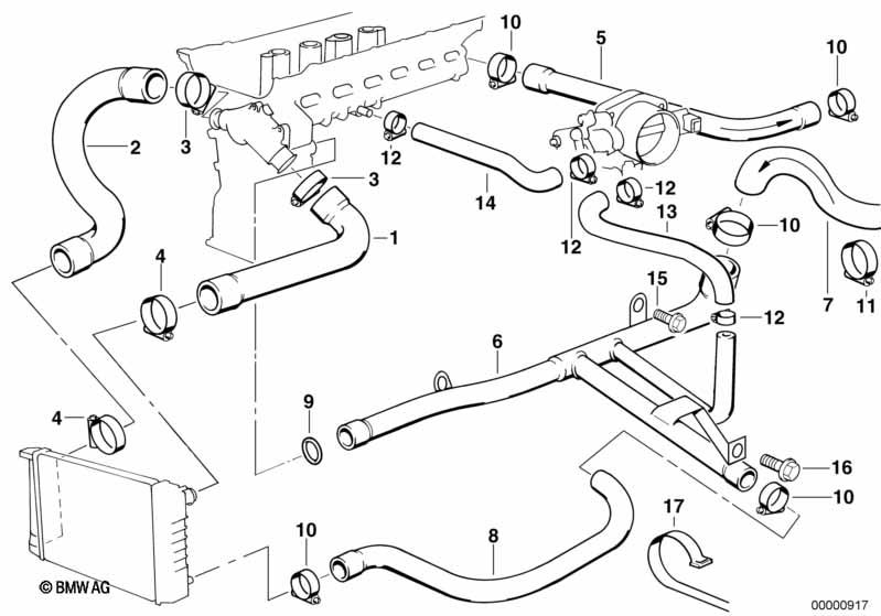 Genuine Radiator Engine Return Hose 11 53 1 703 844