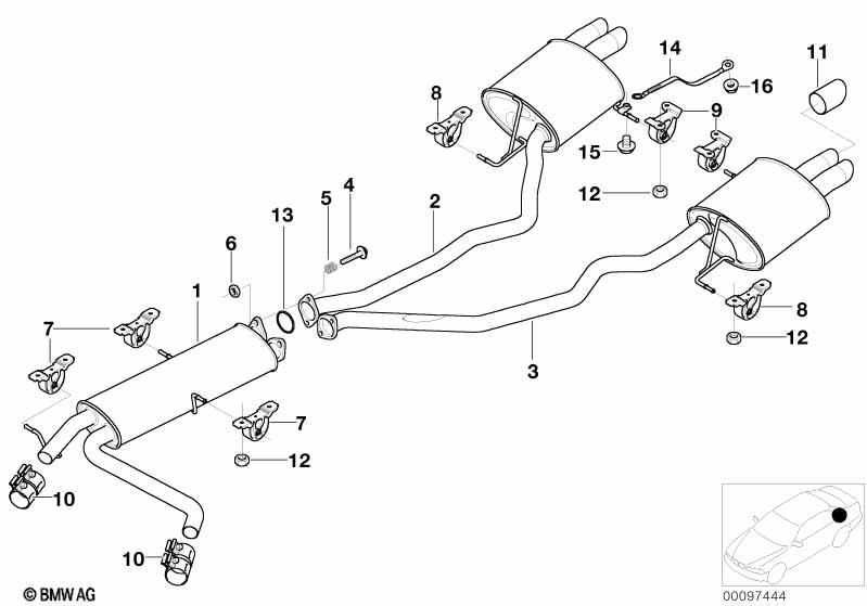 Genuine Centre Exhaust Silencer/Muffler 18 10 7 500 543