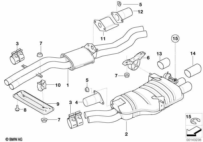Genuine Centre Exhaust Silencer/Muffler System
