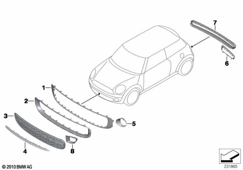 Genuine Front Frame Trim Panel Frame Chrome 51 11 7 250 787