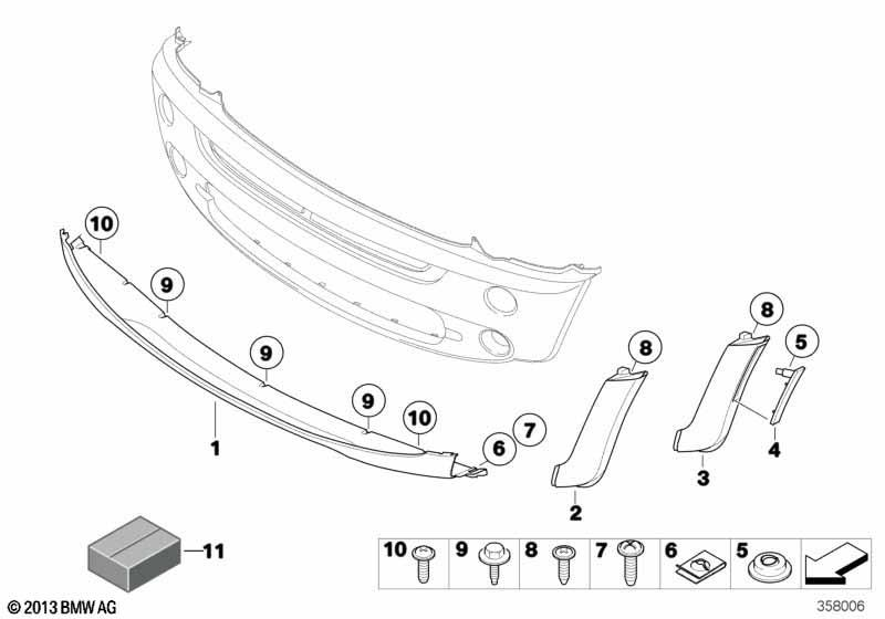 Genuine Trim Panel Front Right Spoiler Black 51 11 7 130 312