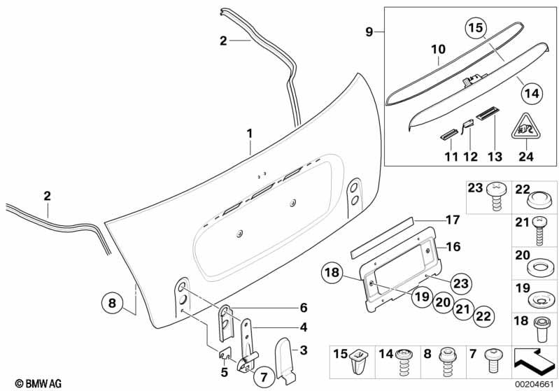 Genuine Grip Trunk Lid Closing System With Key Button Chrome 51 13 7 074 020