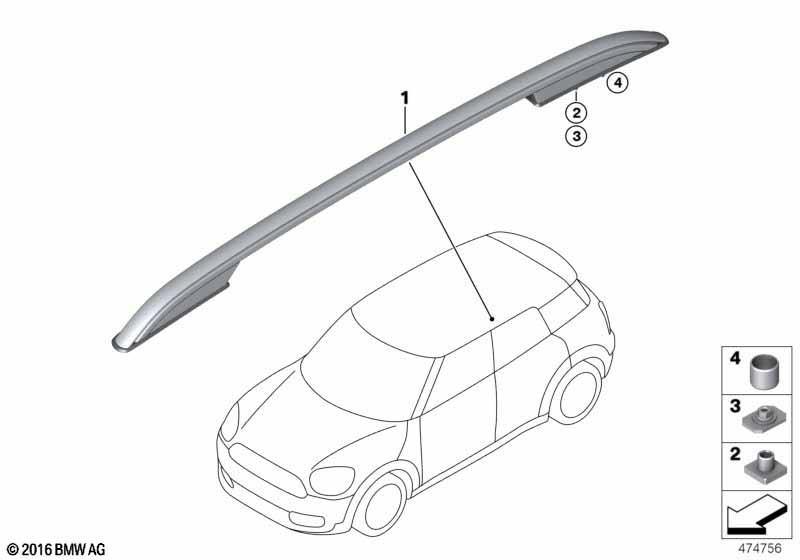 Genuine Roof Rack Rail Carrier Right O/S - Black 51 13 7 363 314