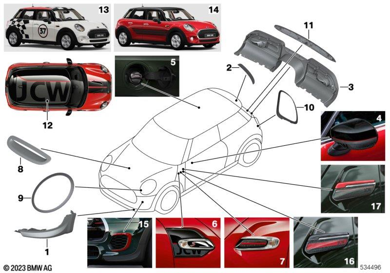 Genuine Right Door Wing Mirror Cover Cap RHD JCW 51 16 2 465 798