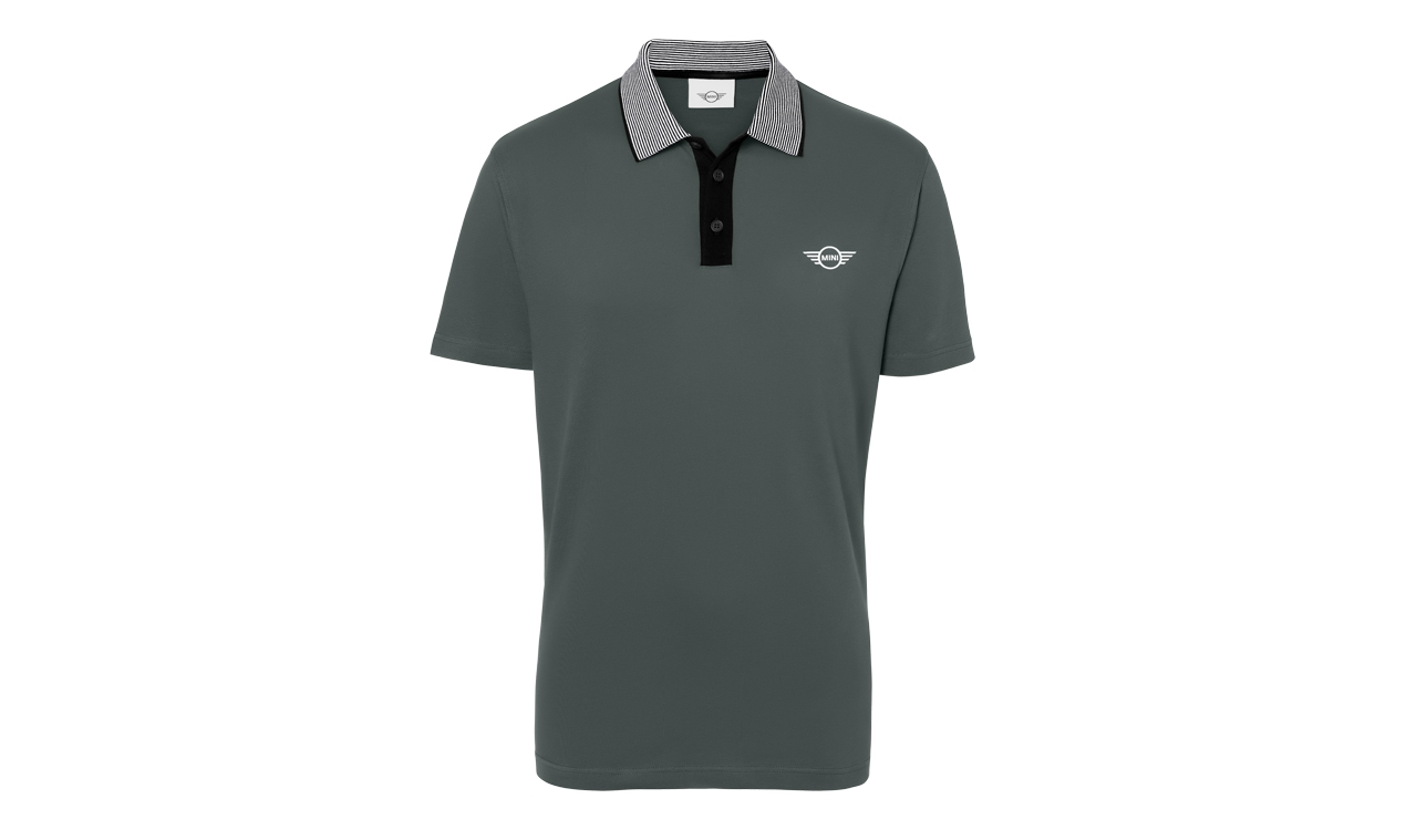 MINI Genuine Mens Polo Shirt Tee Top Striped Collar Sage