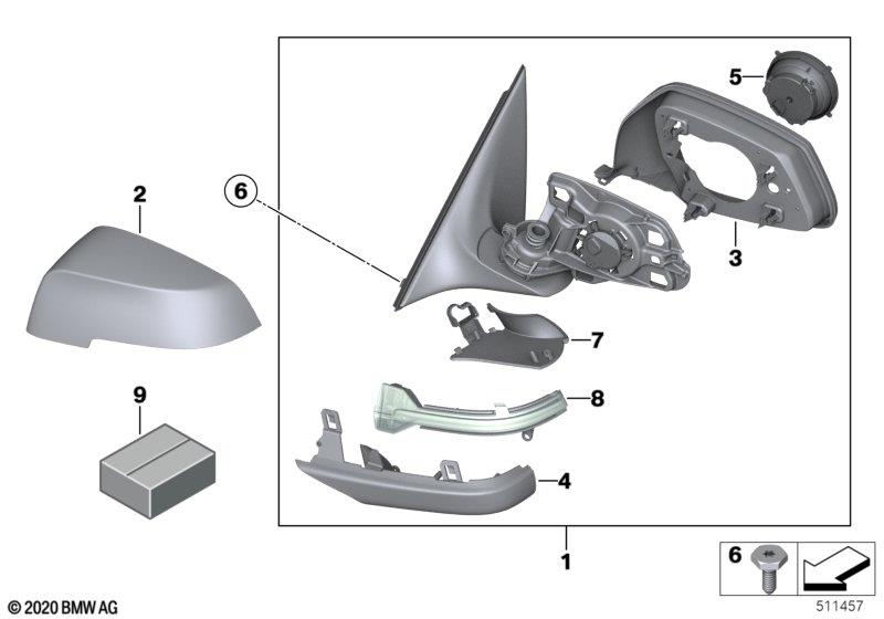 Genuine Door Wing Mirror Baseplate Cover Set Shadow Line 51 16 7 266 083