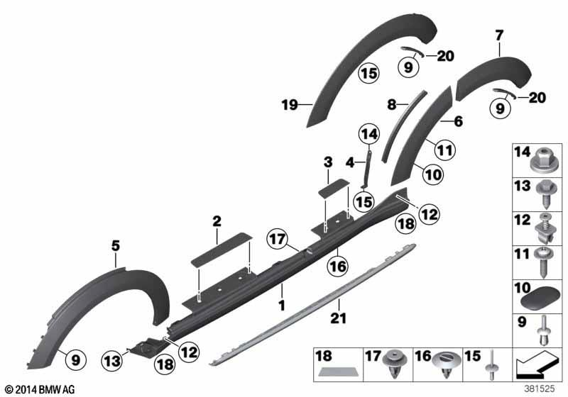 Genuine Door Sill Front Right Driver Side OS Wheel Arch Cover 51 77 9 800 762