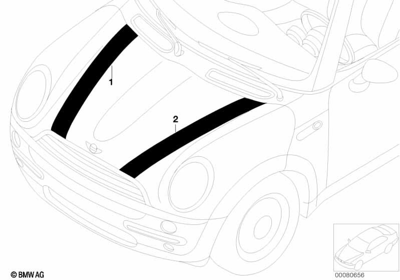 Genuine Bonnet Left Adhesive Decorative Strip In Black 51 14 7 026 188