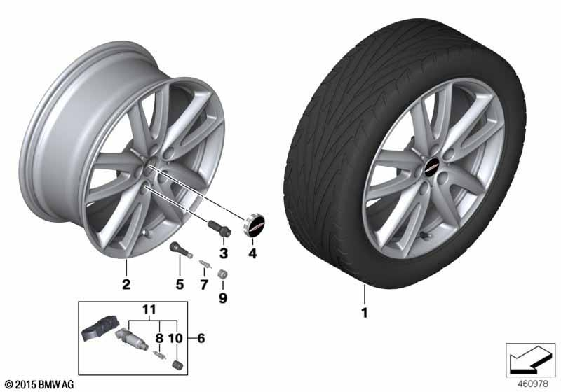Genuine 18" Light Alloy Rim Disc Wheel Bright Silver 8J ET 57 36 11 6 856 049