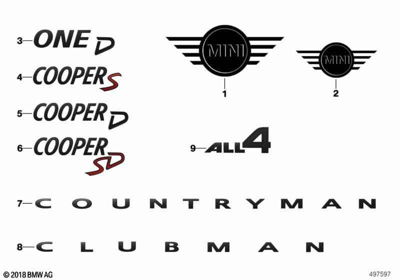 Genuine Emblem Lettering Countryman Black 51 14 9 852 046