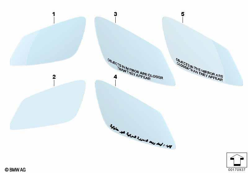 Genuine Left Passenger Side NS Mirror Glass Heated Wide Angle 51 16 7 251 583