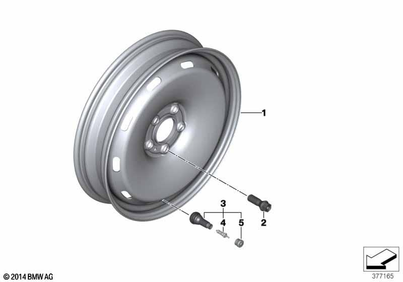 Genuine 17" Compact Spare Wheel Steel Black 3.5Bx17 ET:18 36 11 5 A06 2D8