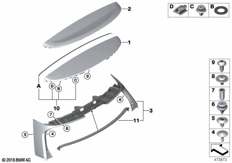 Genuine Rear Lid Retaining Elements Set Mounting Parts 51 62 7 448 595