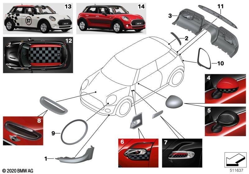 Genuine Trunk Tailgate Handle Strip Carbon JCW 51 13 2 470 333