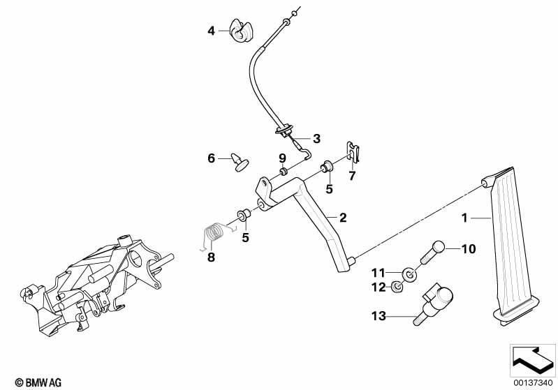 Genuine Accelerator Pedal Bowden Cable Replacement Spare Part 35 41 1 164 832