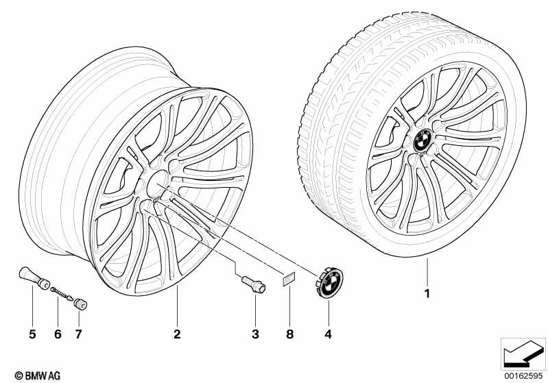 Genuine 19" Wheel Rim Alloy Forged 8.5Jx19 ET:29 Replacement 36 11 2 283 555