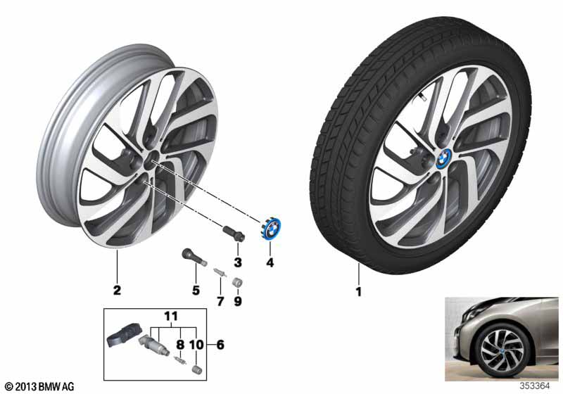 Genuine 19" Disc Wheel Rim Light Alloy Jet Black 5.5Jx19 ET:53 36 11 6 856 895