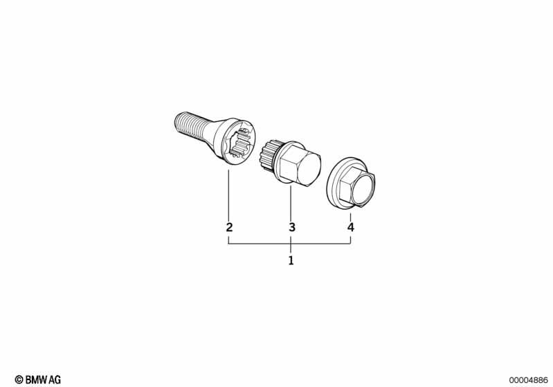 Genuine Wheel Bolt With Code Key 18 Replacement Spare Part 36 13 1 181 268