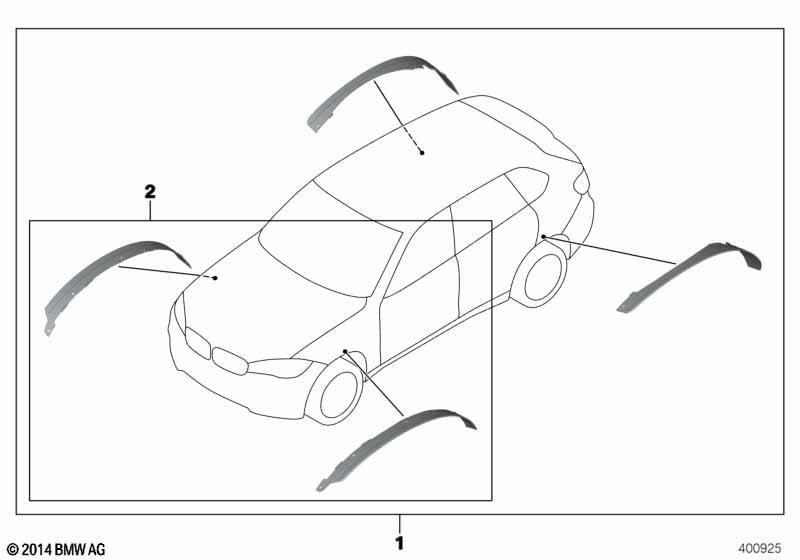Genuine 21" Front Right Left Wheel Arch Trims Set Door Sill 51 16 2 339 010
