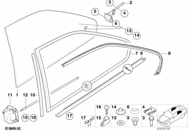 Genuine Rear Right Door Window Covering Seal Replacement 51 36 8 119 962