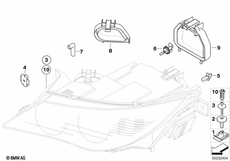 Genuine Front Left NS Headlight High Beam Covering Cap Cover 63 12 6 943 481