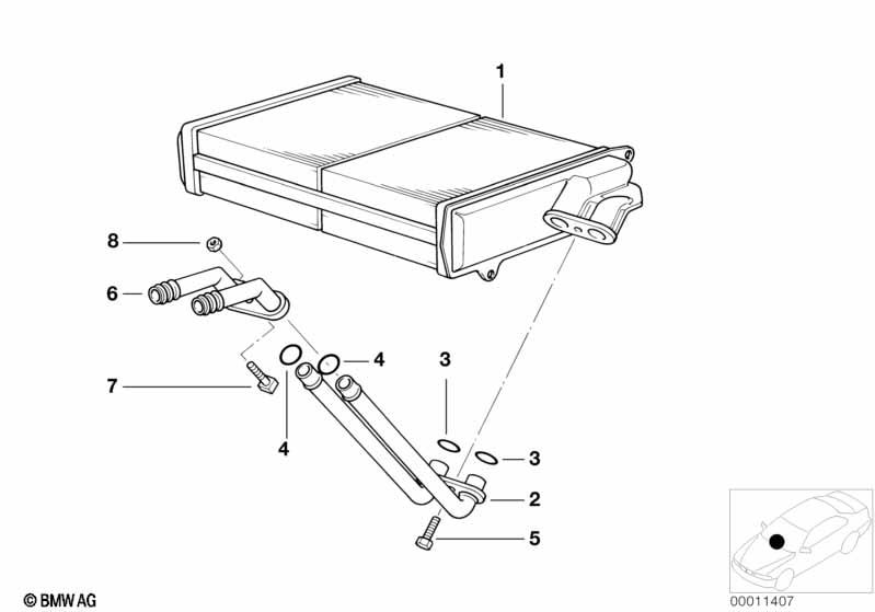 Genuine Radiator Pipe Line Hose Connector Cooling System Heater 64 11 8 391 141