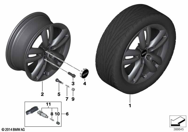 Genuine 17" Wheel Rim Light Alloy Black 17 Inch 7Jx17 ET:54 36 11 6 856 057