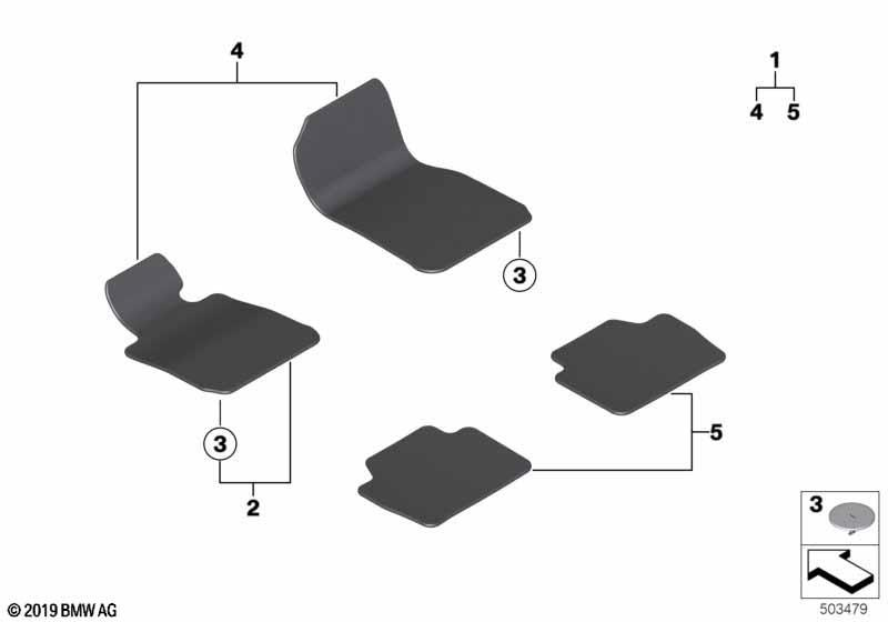 Genuine Rear Car Floor Mats Set 2 Pieces Anthrazit 51 47 7 910 608
