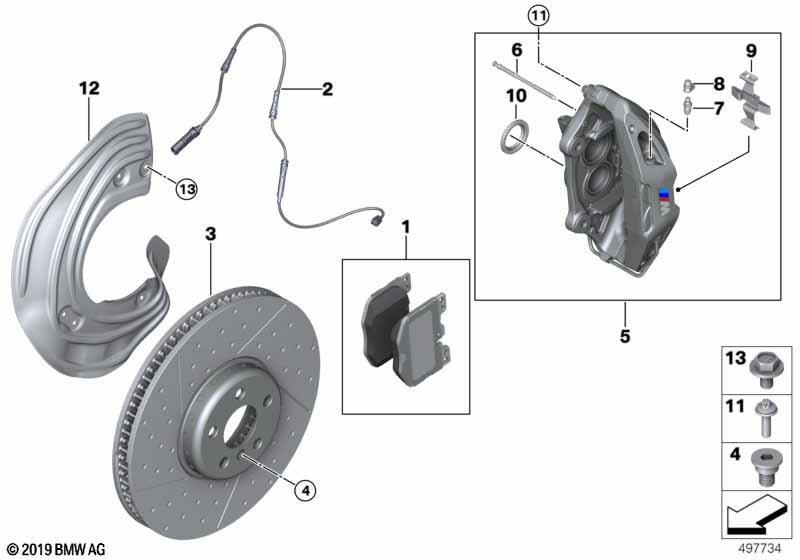 Genuine Front Brake Discs Set Ventilated 374x36 M 34 10 6 895 647
