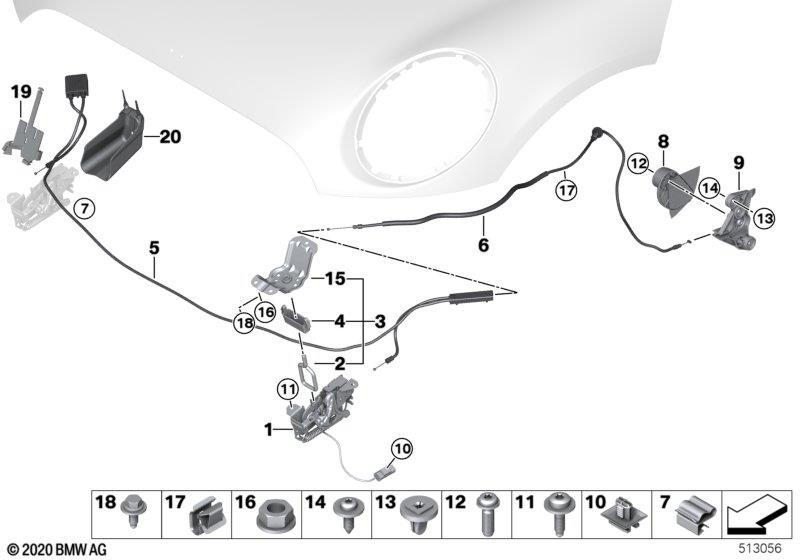 Genuine Lever Engine Hood Mechanism 51 23 7 307 645
