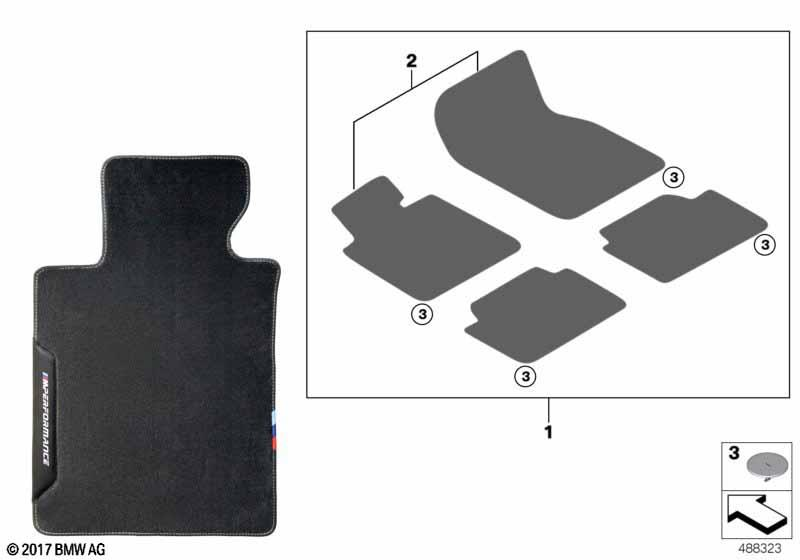 Genuine Front Rear Floor Mats Set 4 Pieces RHD M Performance 51 47 2 457 273