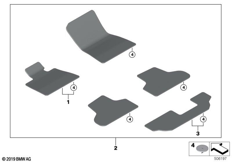 Genuine Front Rear Right Left Floor Mats Set 5 Pieces Anthracite 51 47 5 A40 B11