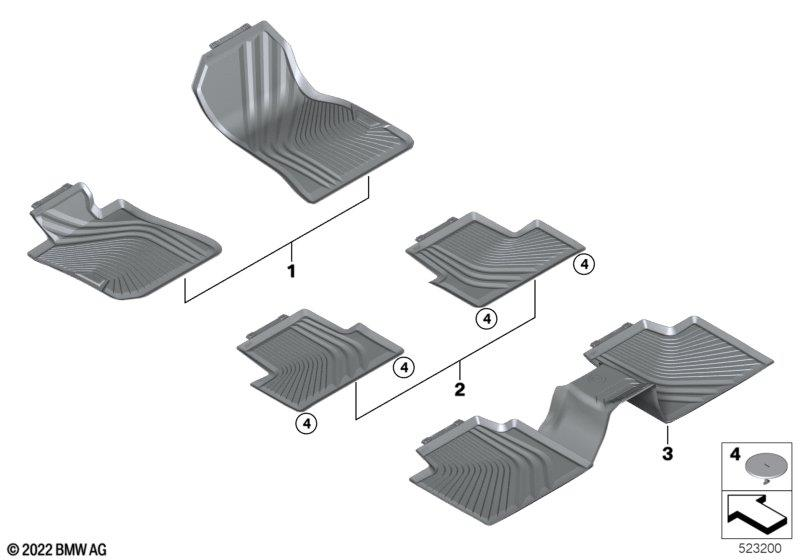 Genuine Front Right Left Floor Mats Set 2 Pieces All Weather RHD 51 47 5 A43 445