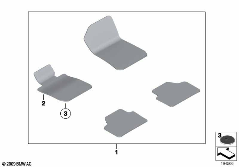 Genuine Right Driver Side OS Floor Mat 1 Piece Anthracite RHD 51 47 7 230 409