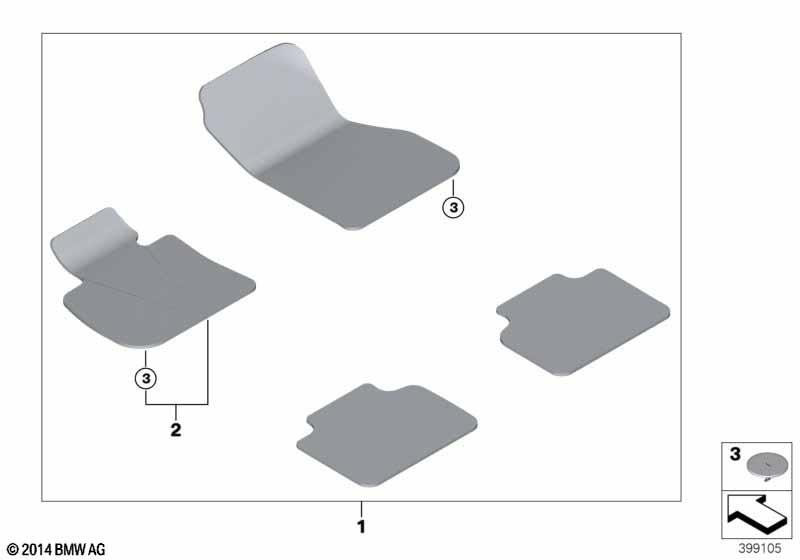 Genuine Right Driver Side OS Floor Mat 1 Piece Anthracite RHD 51 47 7 390 346