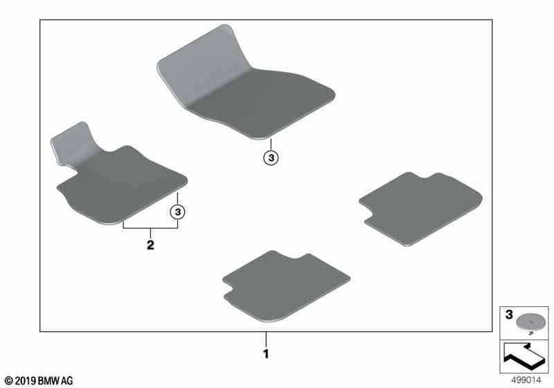 Genuine Front Rear Right Left Floor Mats Set 4 Pieces Grey 51 47 9 475 218