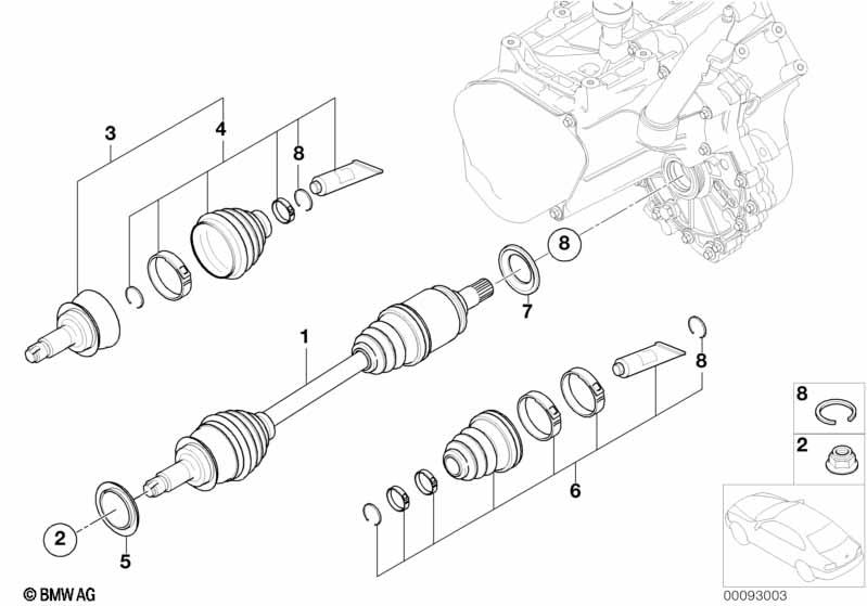 Genuine Front Right Output Shaft Interior Bellows Repair Kit 31 60 0 002 882