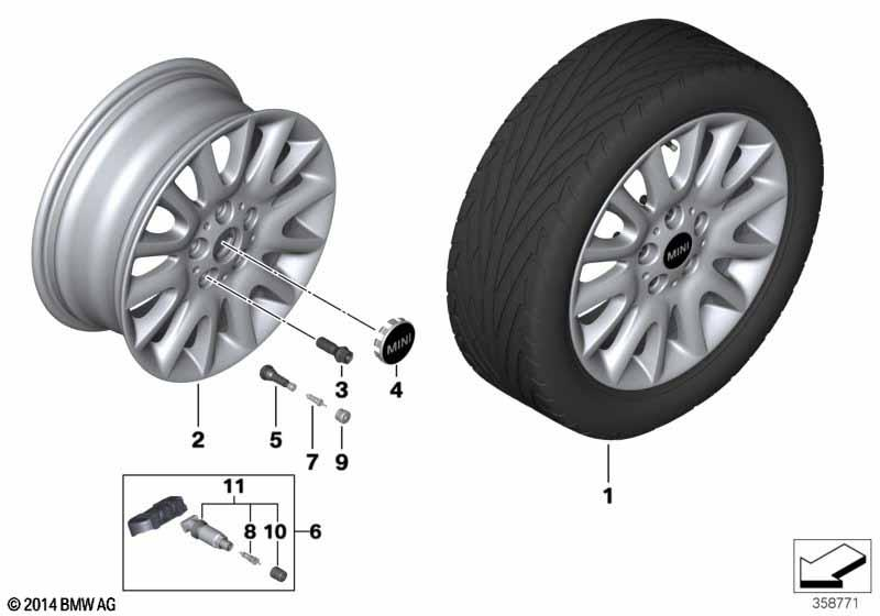 Genuine 16" Wheel Rim Light Alloy Silver 6.5Jx16 ET:54 36 11 6 855 104